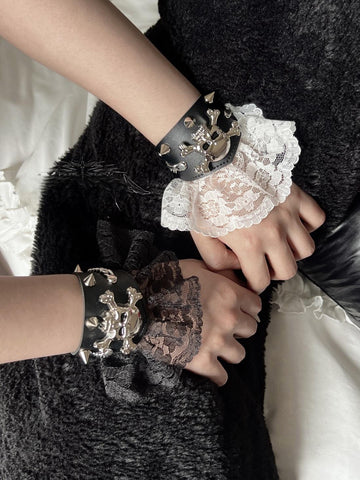 ［ファッション］スカル レース ブレスレット【M73B0F】