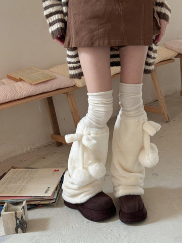 ［靴下］ポンポン ファー レッグウォーマー【31WT90】