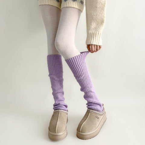 ［靴下］カラー ニット レッグウォーマー【35XSBQ】