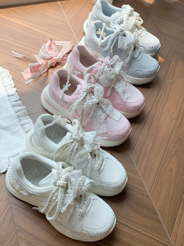 【受注予約】［靴］ロリータ パール リボン スニーカー【7CAIO1】