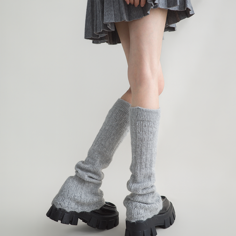 ［靴下］ベルボトム カラー ニット レッグウォーマー【W9W51S】