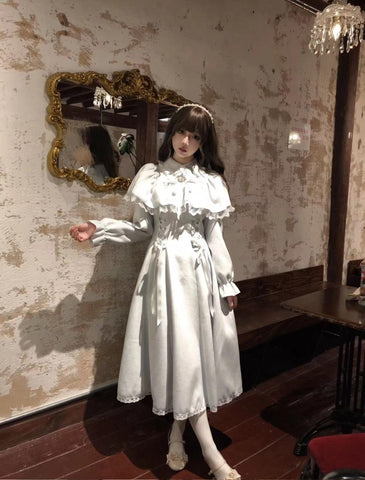 ［ファッション］レースアップエレガントケープドレス【LYM2VK】