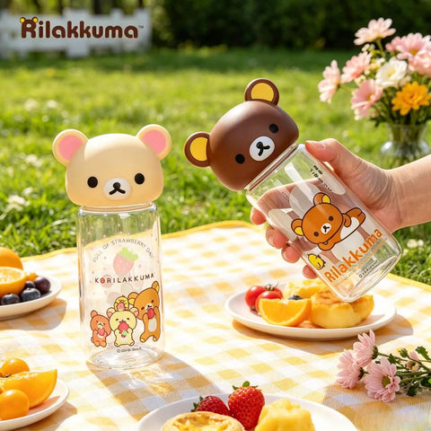 ［キャラグッズ］リラックマ 正規品 ボトル ガラス 420ml【F4ACH5】
