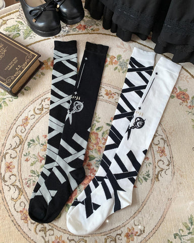 ［ファッション］ロリータ コットン オーバーニーソックス 靴下【1F24Z2】