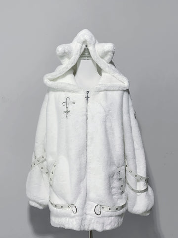 ［ファッション］ゴシック ナイトファー猫耳アウター【3GSUST】