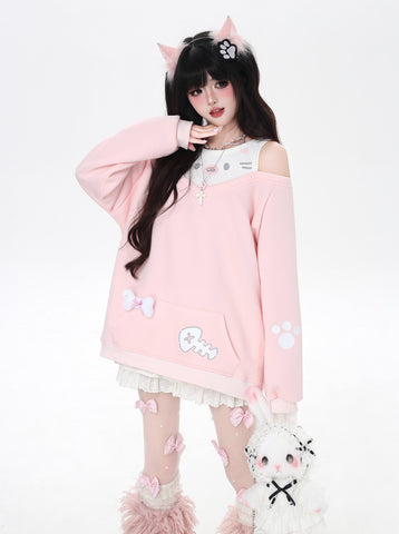 ［ファッション］キャットオフショルダートップス【8BG4VX】