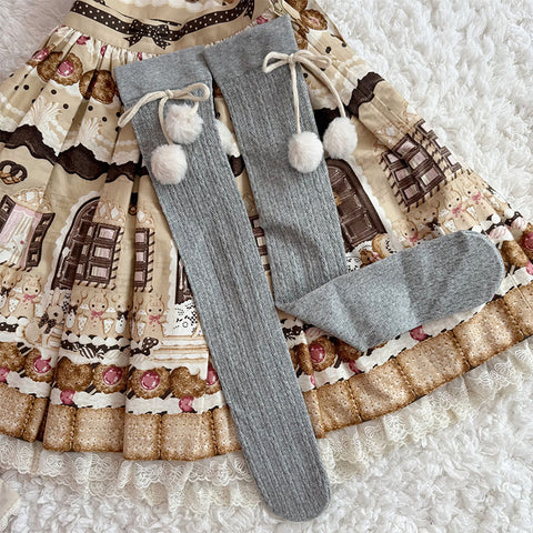 ［ファッション］ケーブル編み オーバーニーソックス 靴下【8QJIE1】