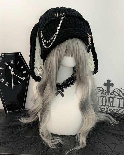 ファッション］パンク ウサギ耳 ニットキャップ【7NZDFH