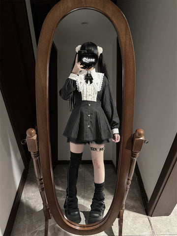 ［ファッション］地雷系 クロスフリルカラーペプラムトップス+パンツ【FK2W38】