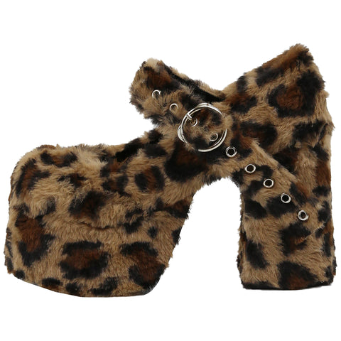 ［靴］エコファー ヒョウ柄 ハイヒール パンプス【6CK0X8】