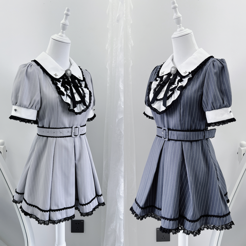 ［ファッション］地雷系 長袖 メイド ワンピース+パンツ セットアップ【堕天使】