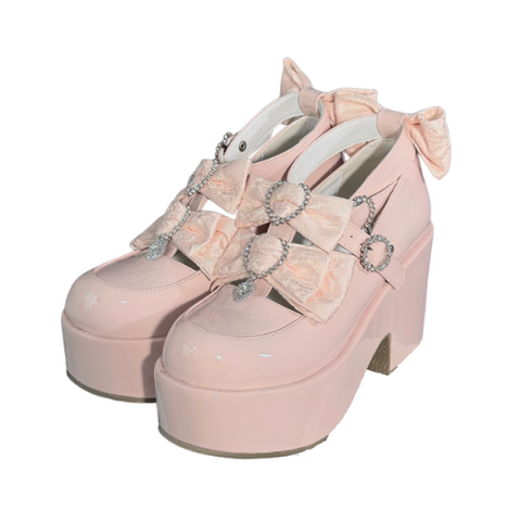 ［靴］地雷系 量産型 ビジュー ダブルベルト パンプス【A9XC1W】