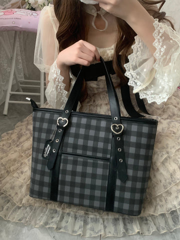 ［バッグ］チェック トートバッグ【990W41】
