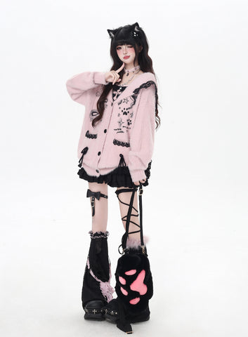 ［ファッション］レースフード付き うさ耳カーディガン【GC0PEZ】