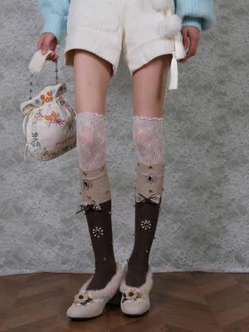 ［ファッション］ビジュー ハイソックス 靴下【0NZQ74】