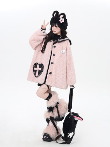 ［ファッション］ネイビーカラーランタンスリーブジャケット【0DDB6U】