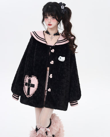 ［ファッション］ネイビーカラーランタンスリーブジャケット【0DDB6U】