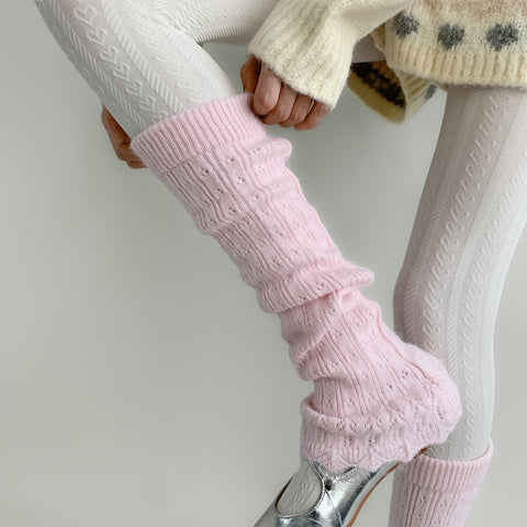 ［靴下］ベルボトム カラー ニット レッグウォーマー【W9W51S】