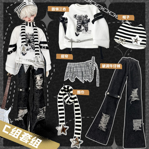 ［BJD服］1/4 ドール用 衣装セット【黑白】