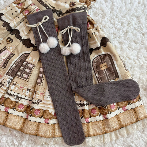 ［ファッション］ケーブル編み オーバーニーソックス 靴下【8QJIE1】