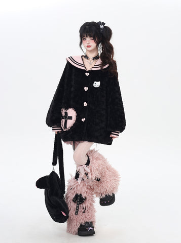 ［ファッション］ネイビーカラーランタンスリーブジャケット【0DDB6U】