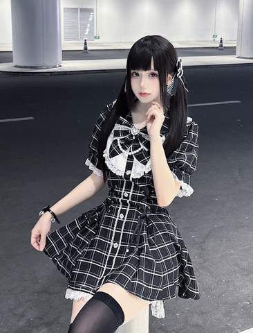 ［ファッション］地雷系 長袖 ワンピース+パンツ セットアップ【兔偶心事】