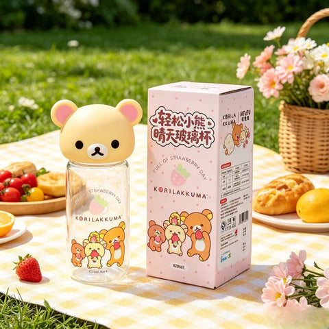 ［キャラグッズ］リラックマ 正規品 ボトル ガラス 420ml【F4ACH5】