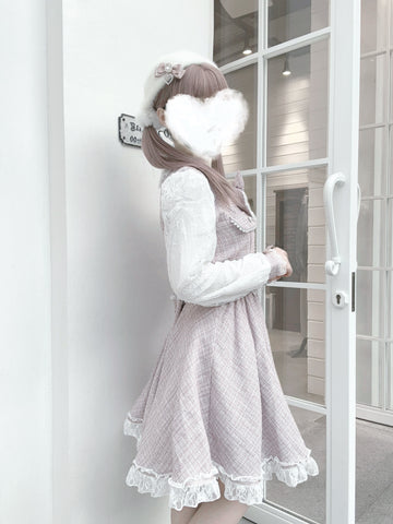 ［ファッション］地雷系 量産型 リボン ツイード ワンピース【1Q6IFD】