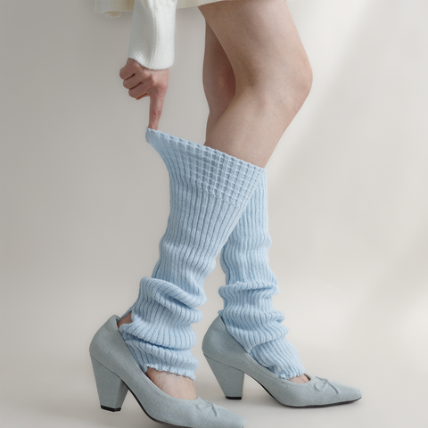 ［靴下］カラー ニット レッグウォーマー【35XSBQ】