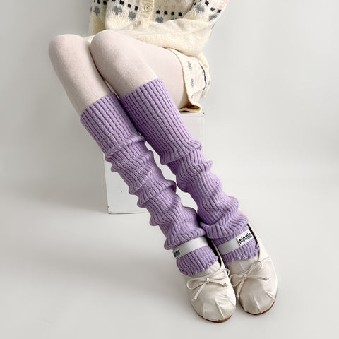 ［靴下］カラー ニット レッグウォーマー【35XSBQ】