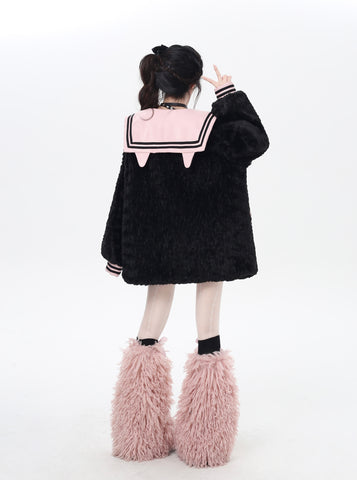 ［ファッション］ネイビーカラーランタンスリーブジャケット【0DDB6U】