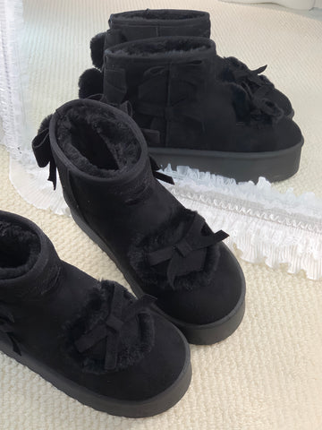 ［靴］ロリータ リボン スノーブーツ【E120L1】