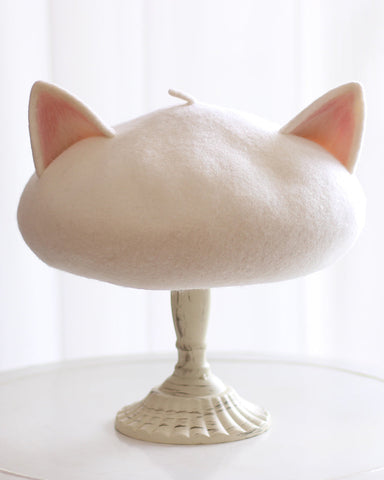 ［ファッション］猫耳 ウール ベレー帽【KZV9QK】