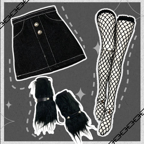 ［BJD服］1/4 ドール用 衣装セット【黑白】