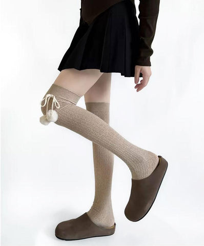 ［ファッション］ケーブル編み オーバーニーソックス 靴下【8QJIE1】