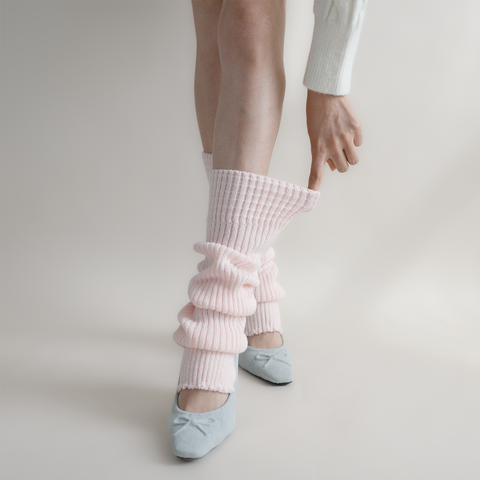 ［靴下］カラー ニット レッグウォーマー【35XSBQ】