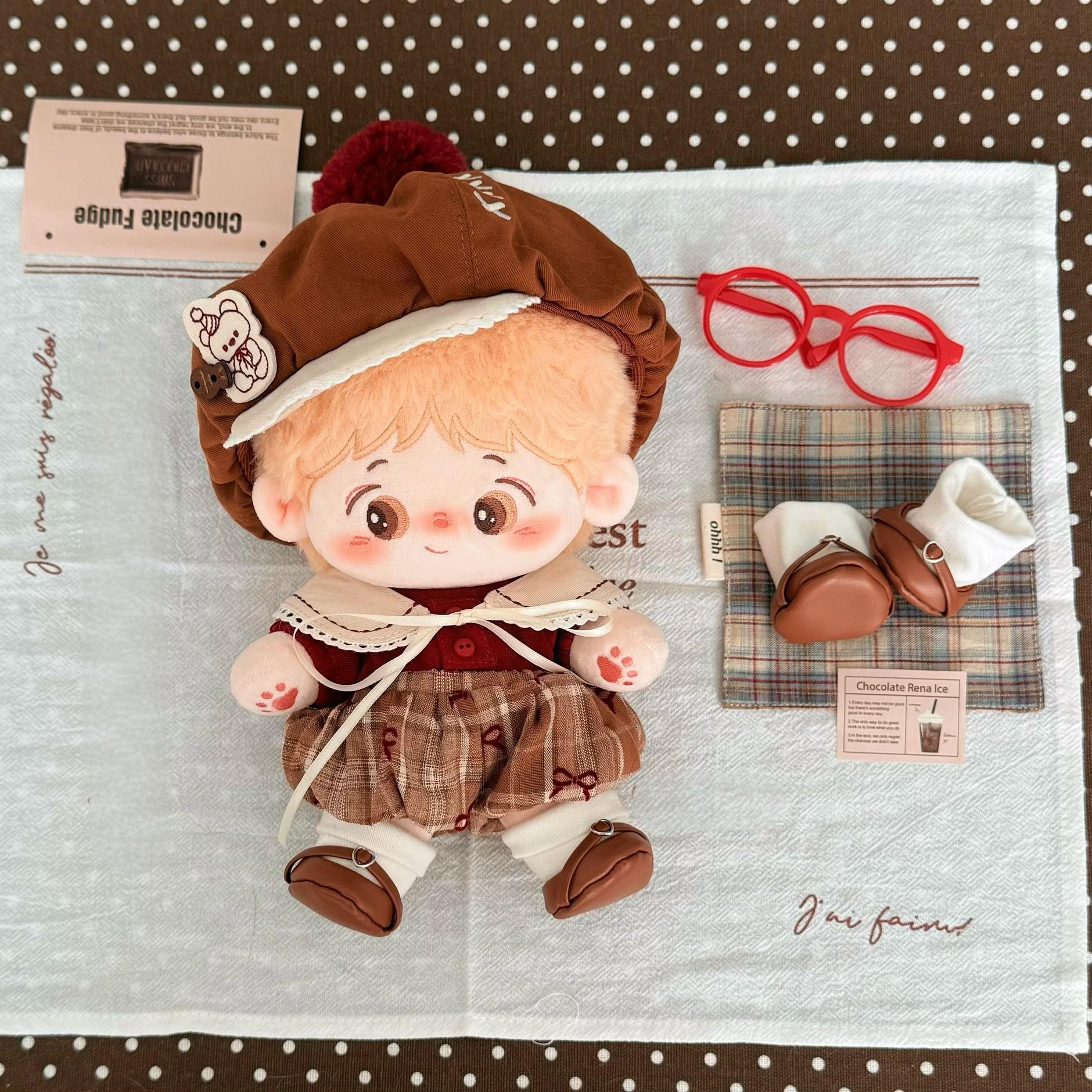 ❤︎ⓨ❤︎ぬい服 ぬい服10cm キラキラ夏の大三角セット（ハット＆トップス＆バッグ