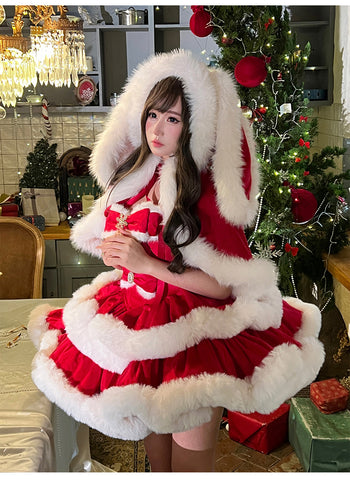 ［ファッション］ウサ耳ファーケープ＋ワンピース【GQ4W9Q】