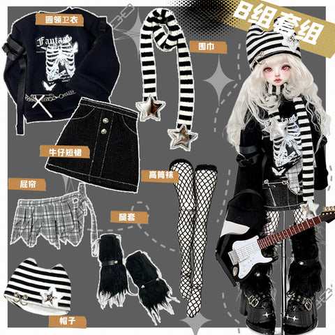 ［BJD服］1/4 ドール用 衣装セット【黑白】