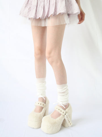 ［靴］エコファー 厚底 ハイヒール パンプス【K9YOAK】