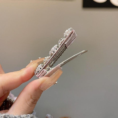 ［ファッション］ビジュー リボン ヘアクリップ【A0RFNR】