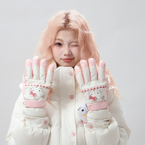[サンリオ］正規品 ハローキティ スキーグローブ 防寒 手袋【W15T08】