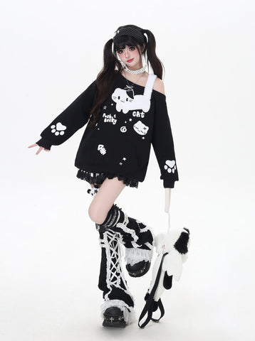 ［ファッション］キャットワンショルダートップス【6NQDTT】