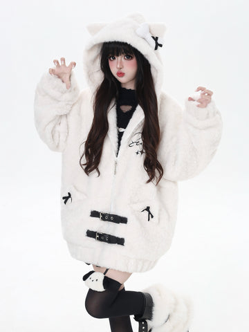 ［ファッション］ファールーズ猫耳フードコート【Z45JLE】