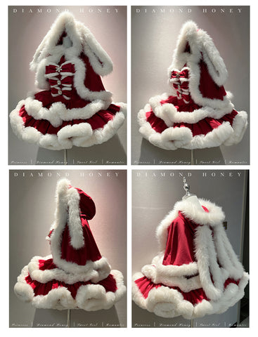 ［ファッション］ウサ耳ファーケープ＋ワンピース【GQ4W9Q】