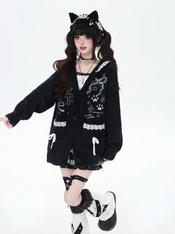 ［ファッション］レースフード付き うさ耳カーディガン【GC0PEZ】