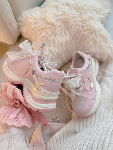 【受注予約】［靴］ロリータ パール リボン スニーカー【7CAIO1】