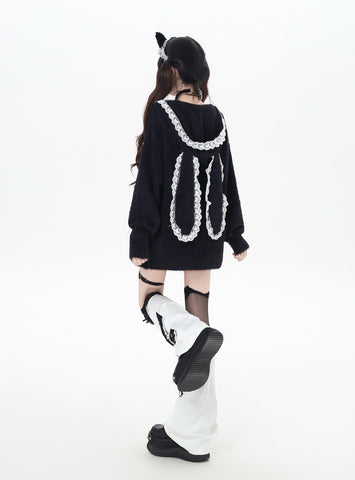 ［ファッション］レースフード付き うさ耳カーディガン【GC0PEZ】