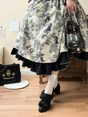 ［靴］リボン レトロ パンプス シューズ【6MQ3EJ】