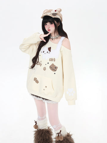 ［ファッション］キャットワンショルダートップス【6NQDTT】